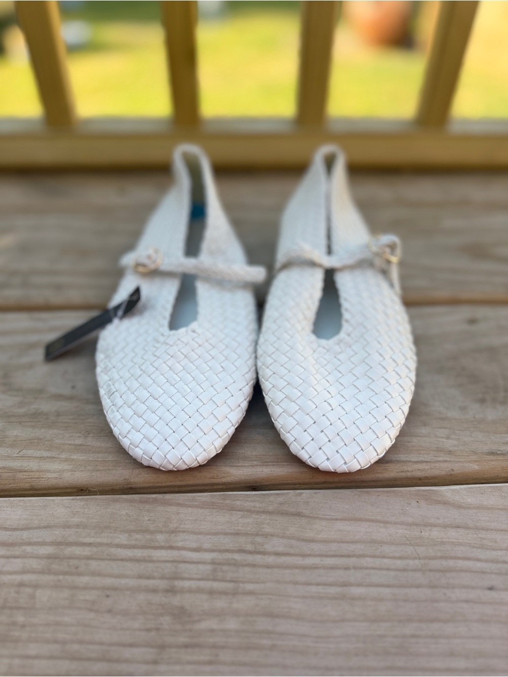 House of Harlow 1960 Woven White Mary Jane Flats